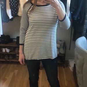 Talbots Navy blue and white striped sweater